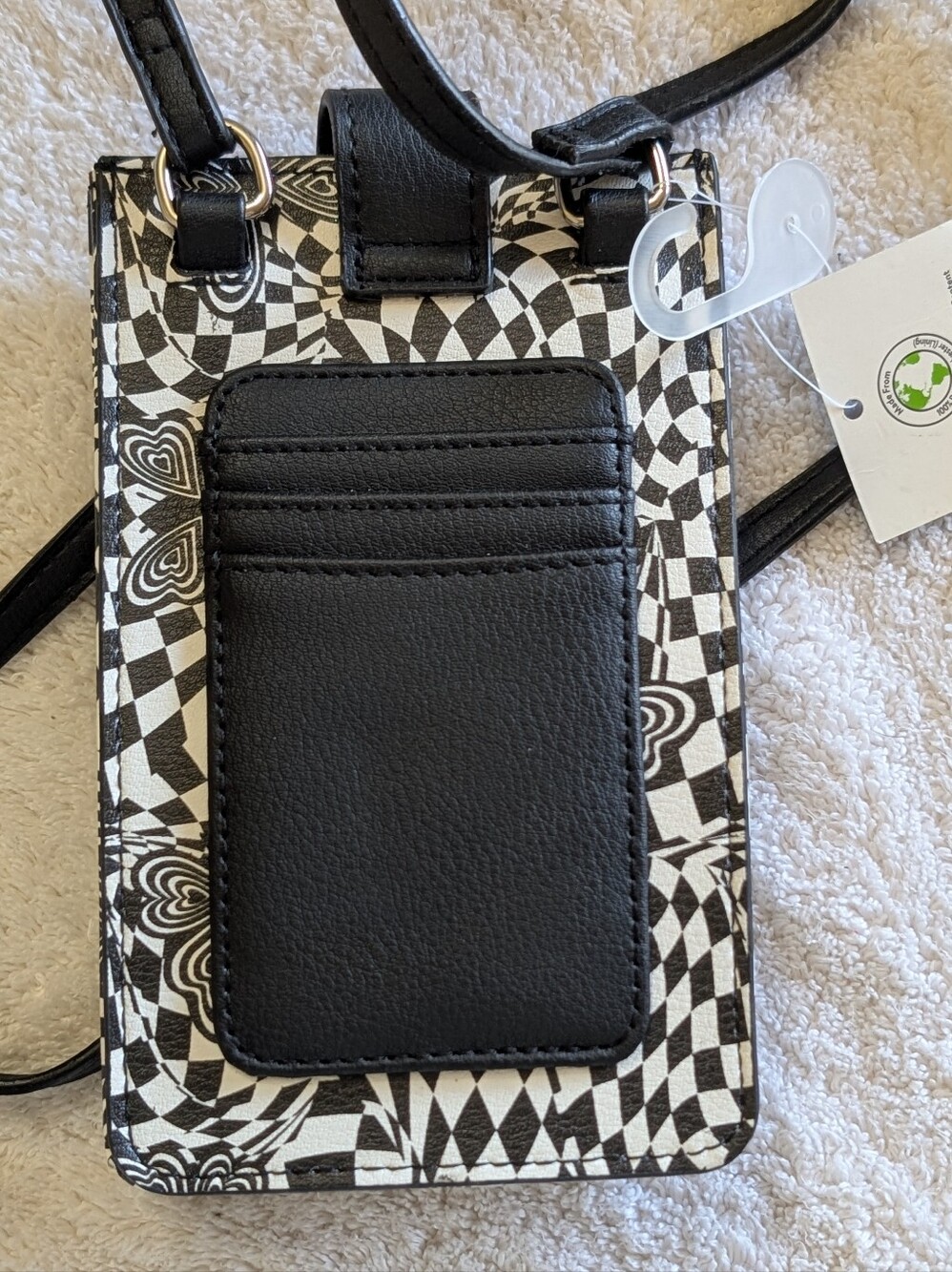 NOBO Black & White Geometric Crossbody Phone Wallet with Card Slots